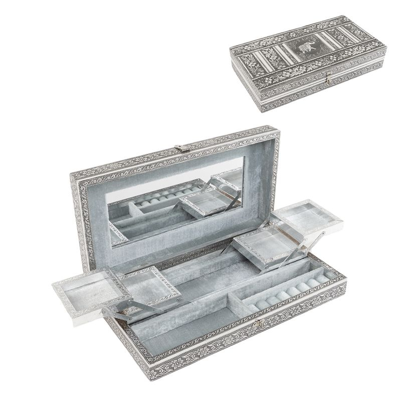 JOYERO METAL PLATA 28X20X5CM