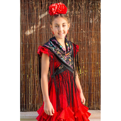 MANTON NIÑA NEGRO BORDADO ANTIQUE
