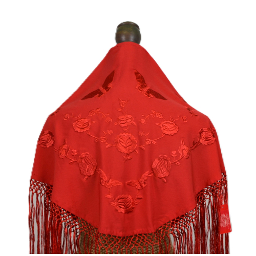 MANTON NIÑA ROJO BORDADO MARIPOSAS