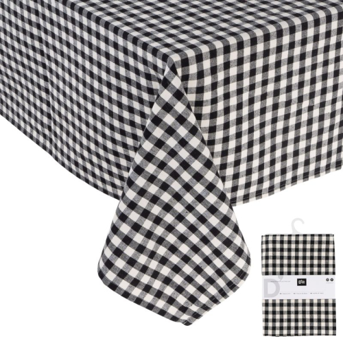 MANTEL 145X200 VICHY NEGRO ALGODON