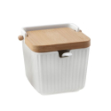 AZUCARERO C/CUCHARA PORCELANA GRABADA
