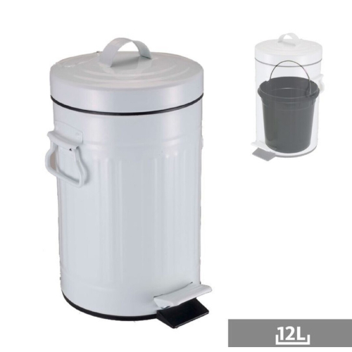 PAPELERA 12 LITROS RETRO BLANCA