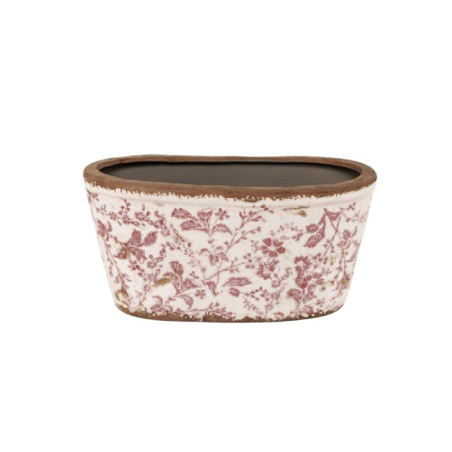 MACETERO OVAL FLOR ROJO