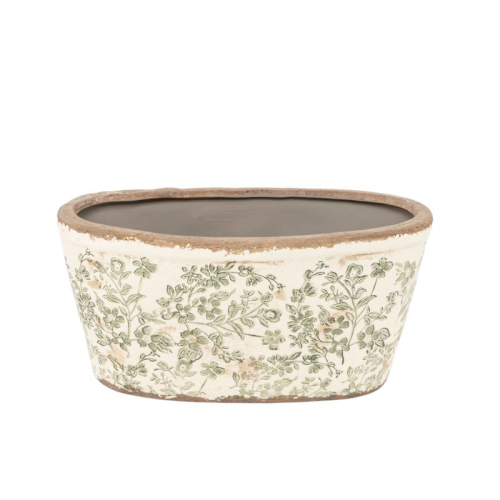MACETERO OVAL FLOR VERDE