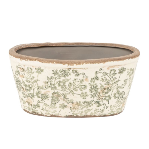 MACETERO OVAL FLOR VERDE
