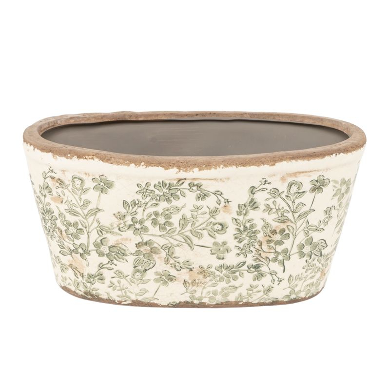 MACETERO OVAL FLOR ROJO