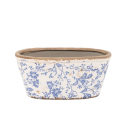 MACETERO OVAL FLOR AZUL
