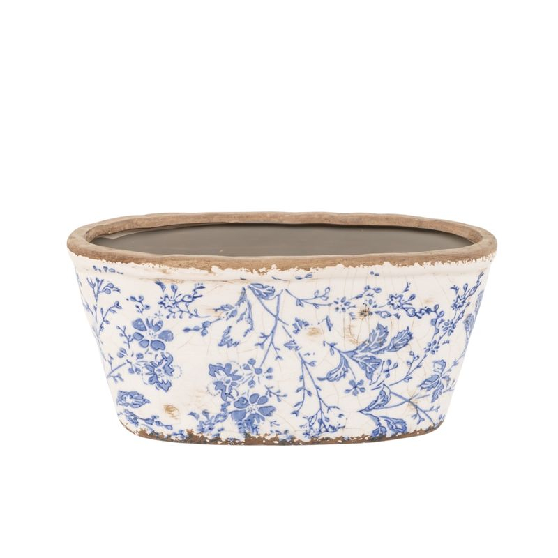 MACETERO OVAL FLOR ROJO