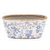 MACETERO OVAL FLOR AZUL