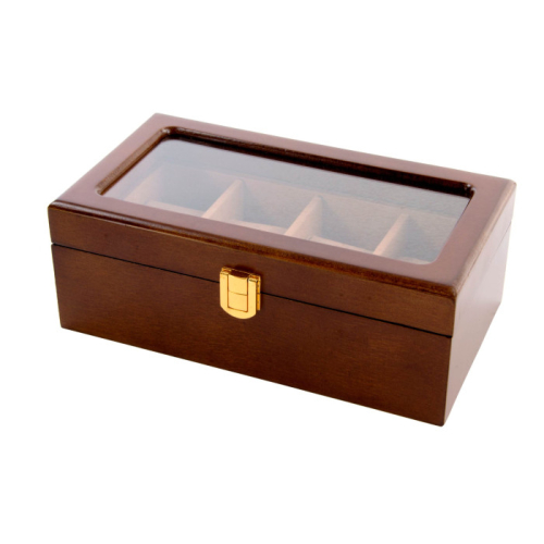 CAJA 4 RELOJES MADERA 21X18X8 CM