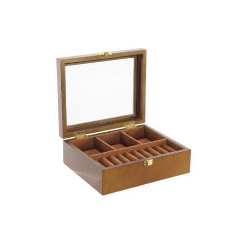 CAJA 3 RELOJES ANILLERO MADERA 21X18X8 CM