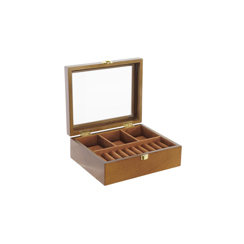 CAJA 4 RELOJES MADERA 21X18X8 CM
