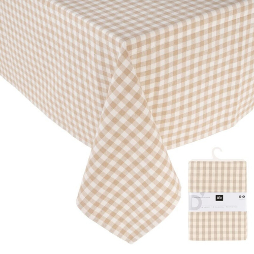 MANTEL 145X240 VICHY BEIGE ALGODON