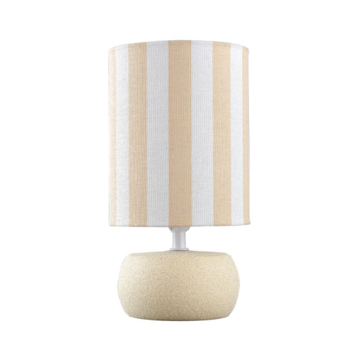 LAMPARA B/CERAM PANTALLA RAYAS BEIGE
