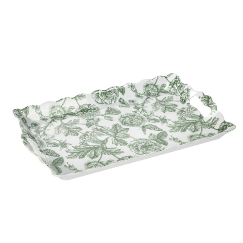 BANDEJA 38X24CM MELAM FLOR VERDE