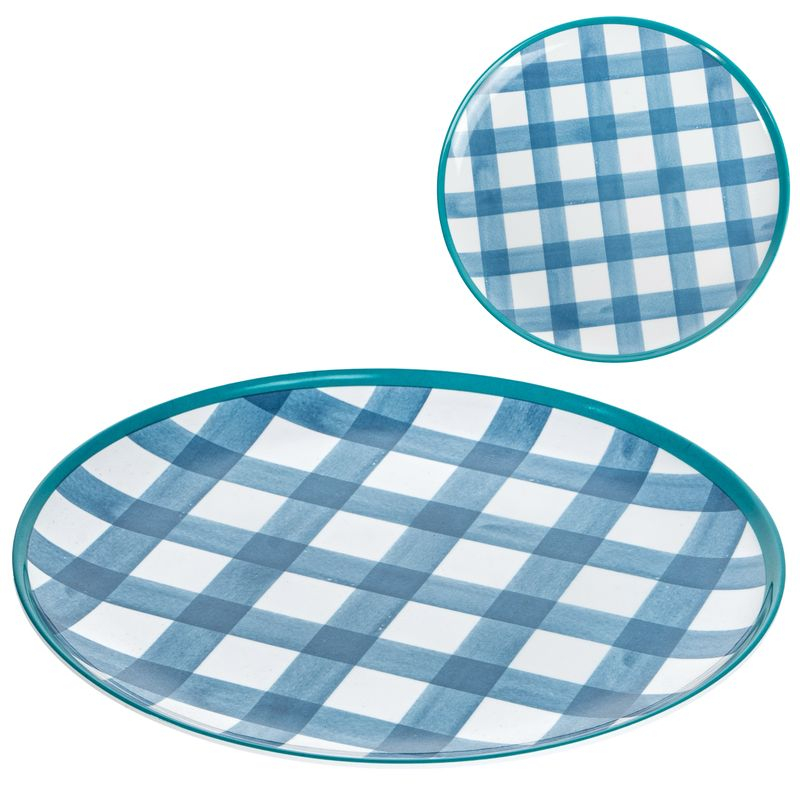 PLATO LLANO 28CM MELAM VICHY AZUL