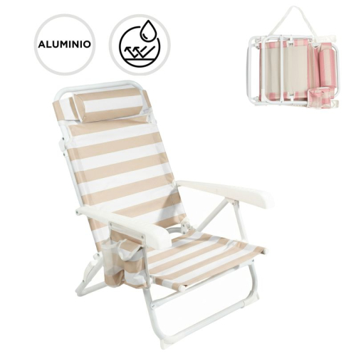 SILLA PLAYA PLEG RECL C/ COJIN RAYAS NATURAL