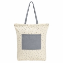BOLSA NATURAL/AZUL FLORES ALGODON
