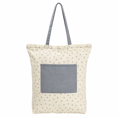 BOLSA NATURAL/AZUL FLORES ALGODON