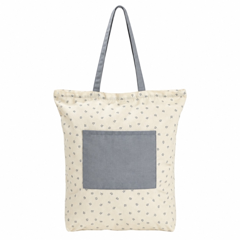 BOLSA AZUL FLORES ALGODON