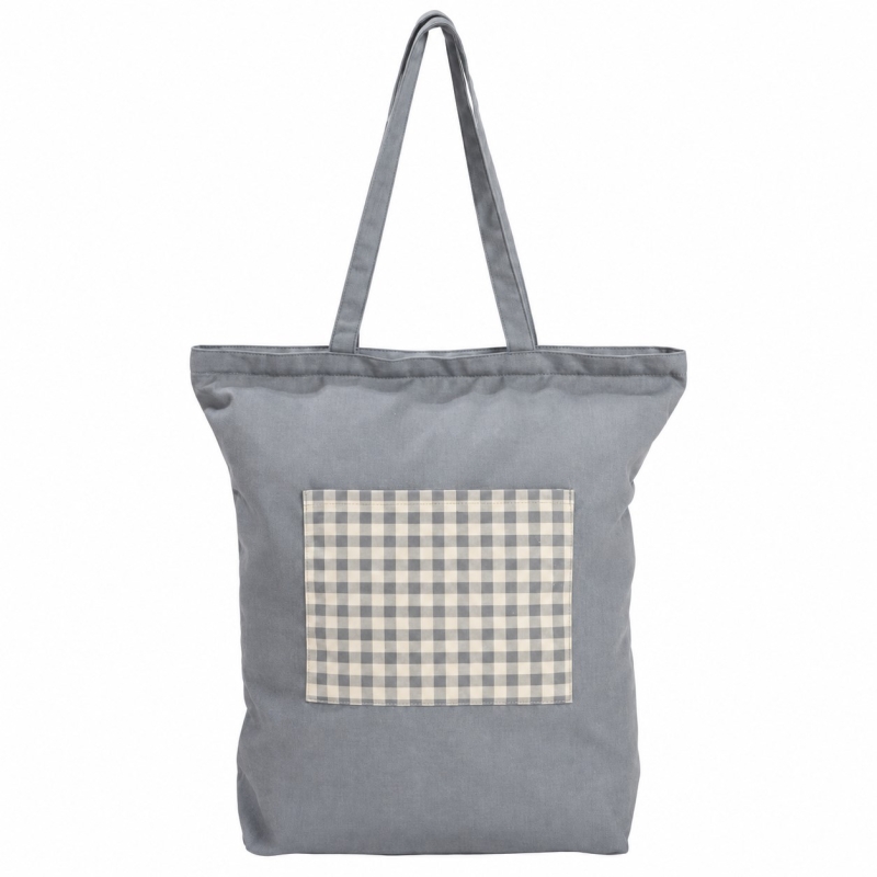 BOLSA NATURAL/AZUL FLORES ALGODON