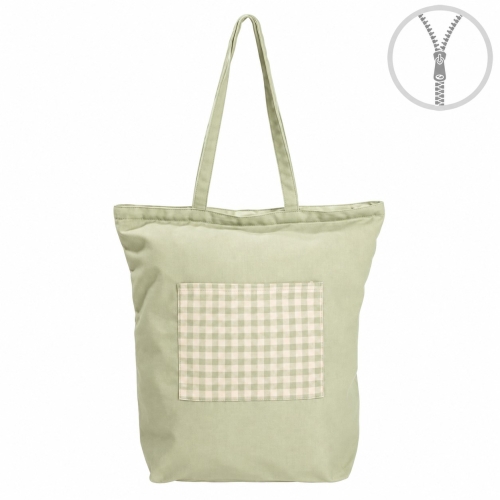 BOLSA VERDE VICHY ALGODON