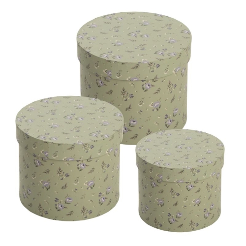 JUEGO 3 CAJAS VERDE FLORES
