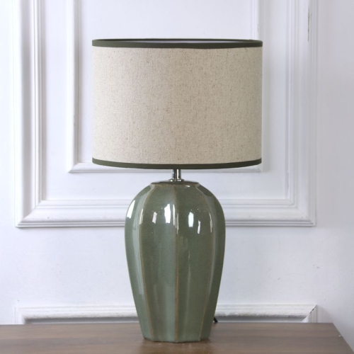 LAMPARA 39CM VERDE CERAMICA E14 (2 - 4)
